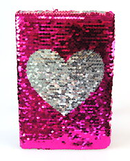 Notebook A5 sequin pink heart