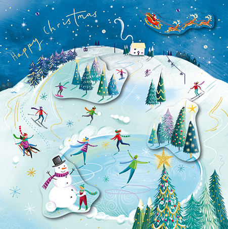 Skating On The Village Pond, Greeting Card