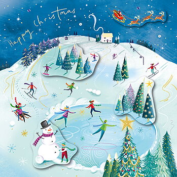Skating On The Village Pond, Greeting Card