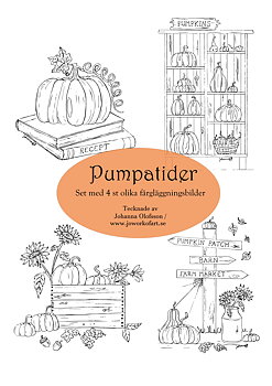 Färgläggningsbilder "Pumpatider" set med 4 st bilder (Digital produkt)