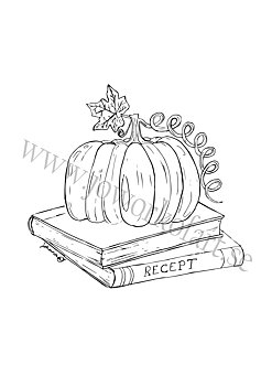 Färgläggningsbild "Pumpa på böcker" (Digital produkt)