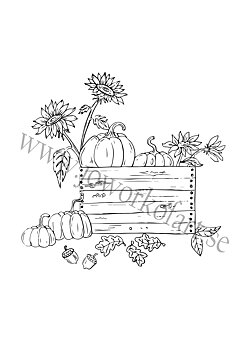 Färgläggningsbild "Pumpor i trälåda" (Digital produkt)