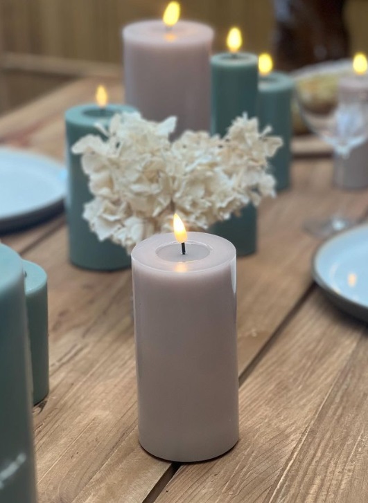 Deluxe Homeart - Block Candle - Dust Blue - 7.5x15 cm - 7