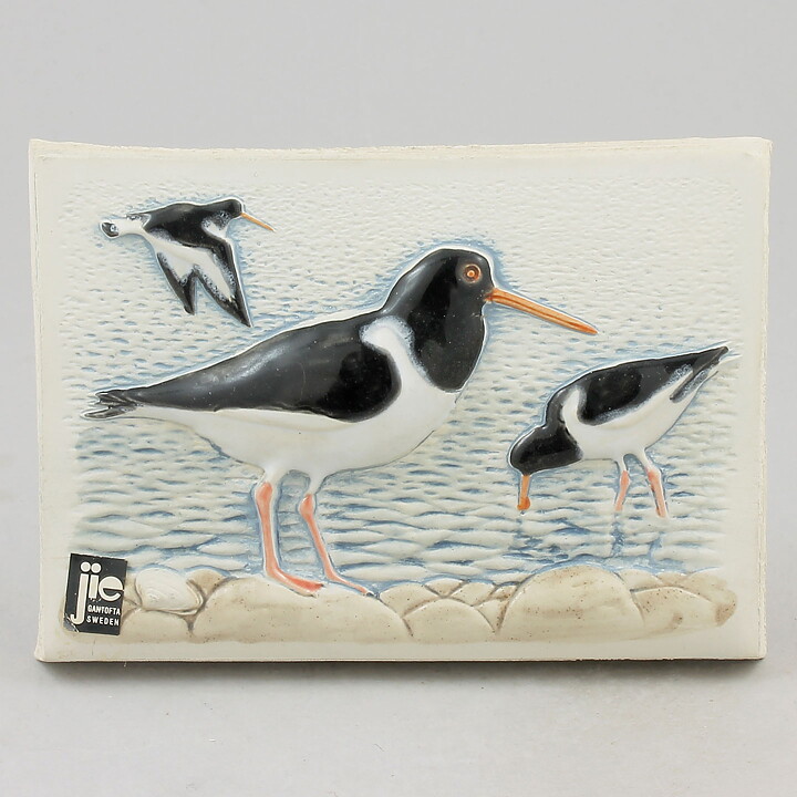 Staffan Johnson (1980s) White Wall Plaque with Eurasian Oystercatcher Motif 15 cm  [Sample Images]