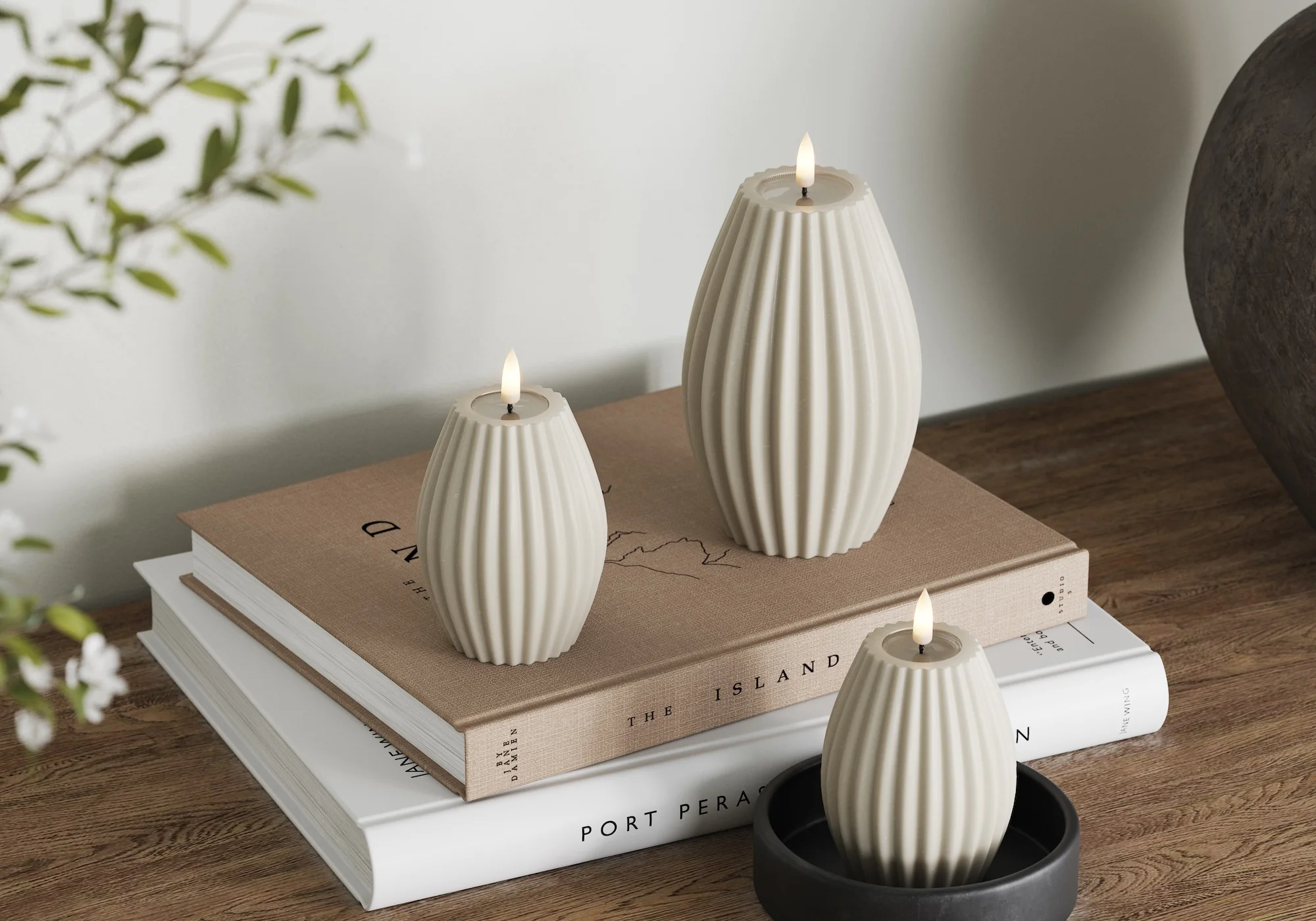 Deluxe Homeart - Blockljus Oval - Sand - 10x15 cm - 2