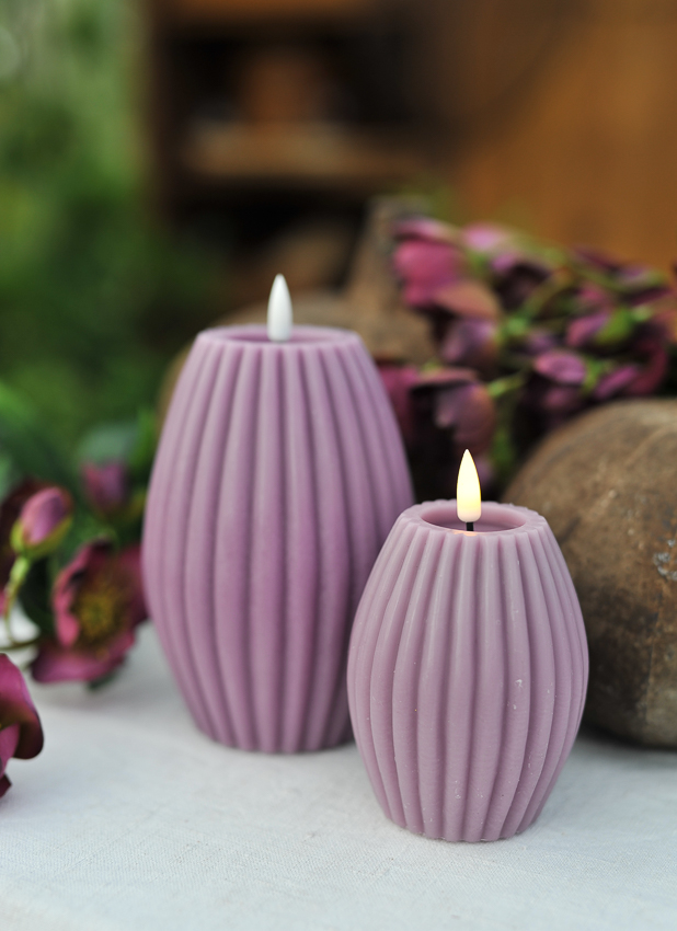 Deluxe Homeart - Block Candle Oval - Purple - 7.5x10 cm
