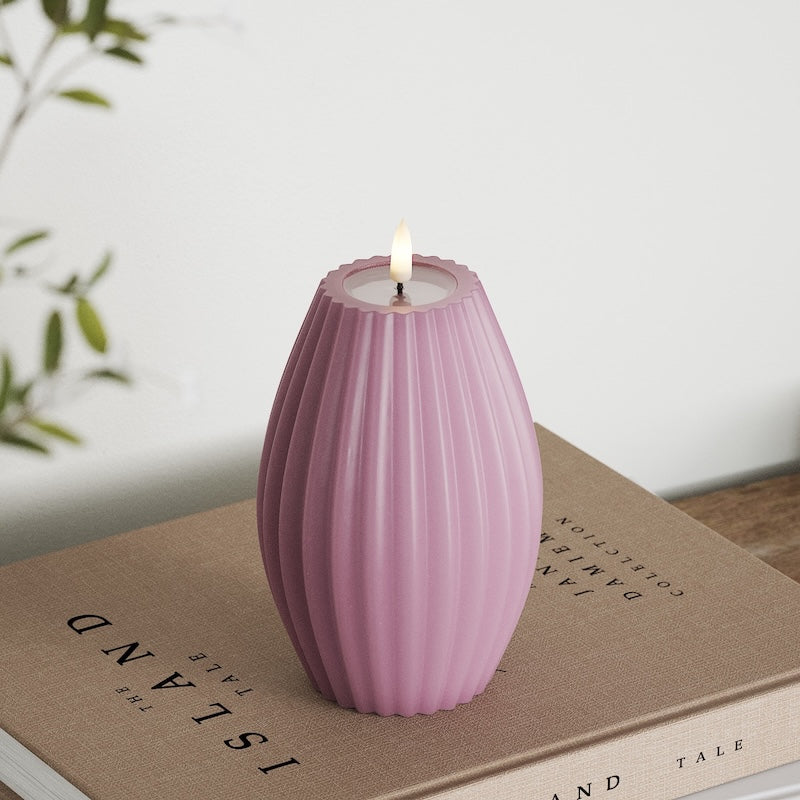 Deluxe Homeart - Block Candle Oval - Purple - 10x15 cm - 2