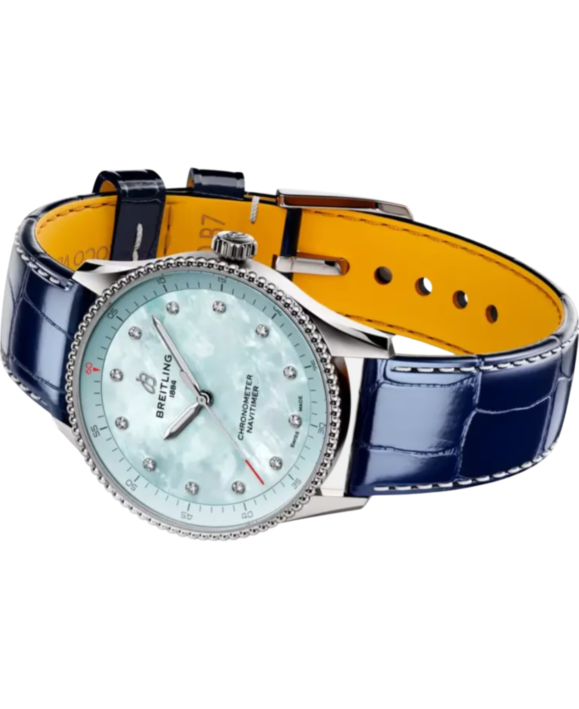Breitling A77320171C1P1 Navitimer 32 blå sida