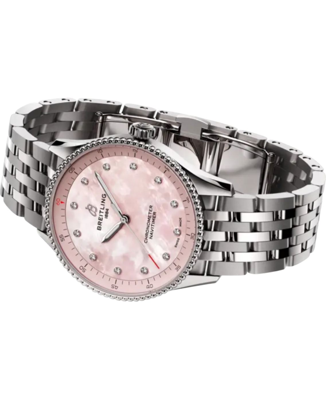 Breitling A77320D91K1A1 Navitimer 32 rosa sida