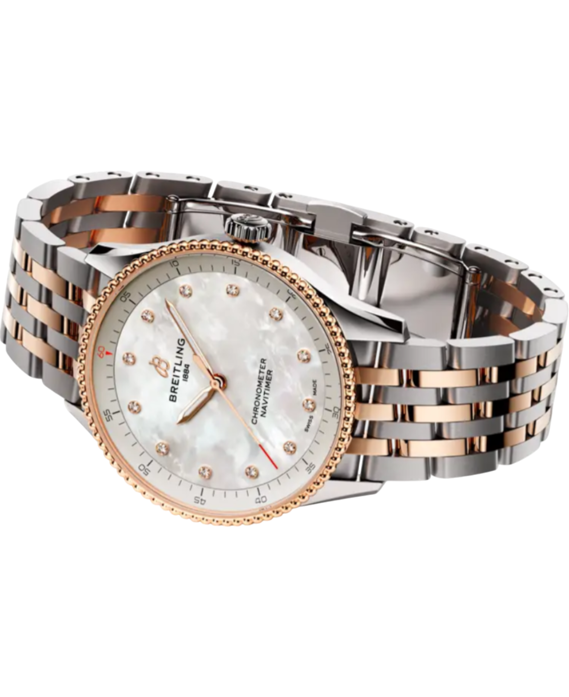 Breitling U77320E61A1U1 Navitimer 32 pärlemor stål och 18 k rött guld sida
