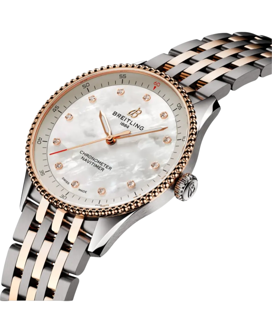 Breitling U77320E61A1U1 Navitimer 32 pärlemor stål och 18 k rött guld profil