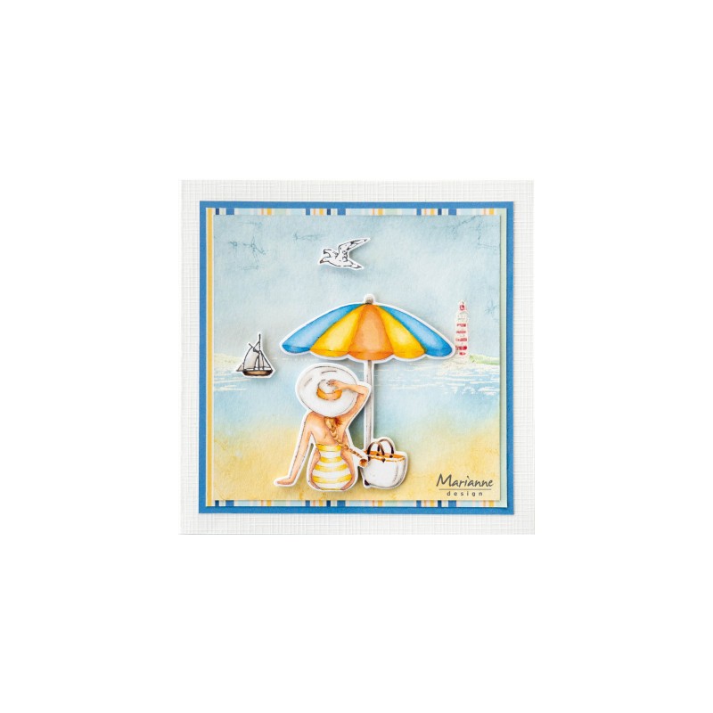 Marianne Design Kit Die + Clearstamp -Beach Umbrella - 2