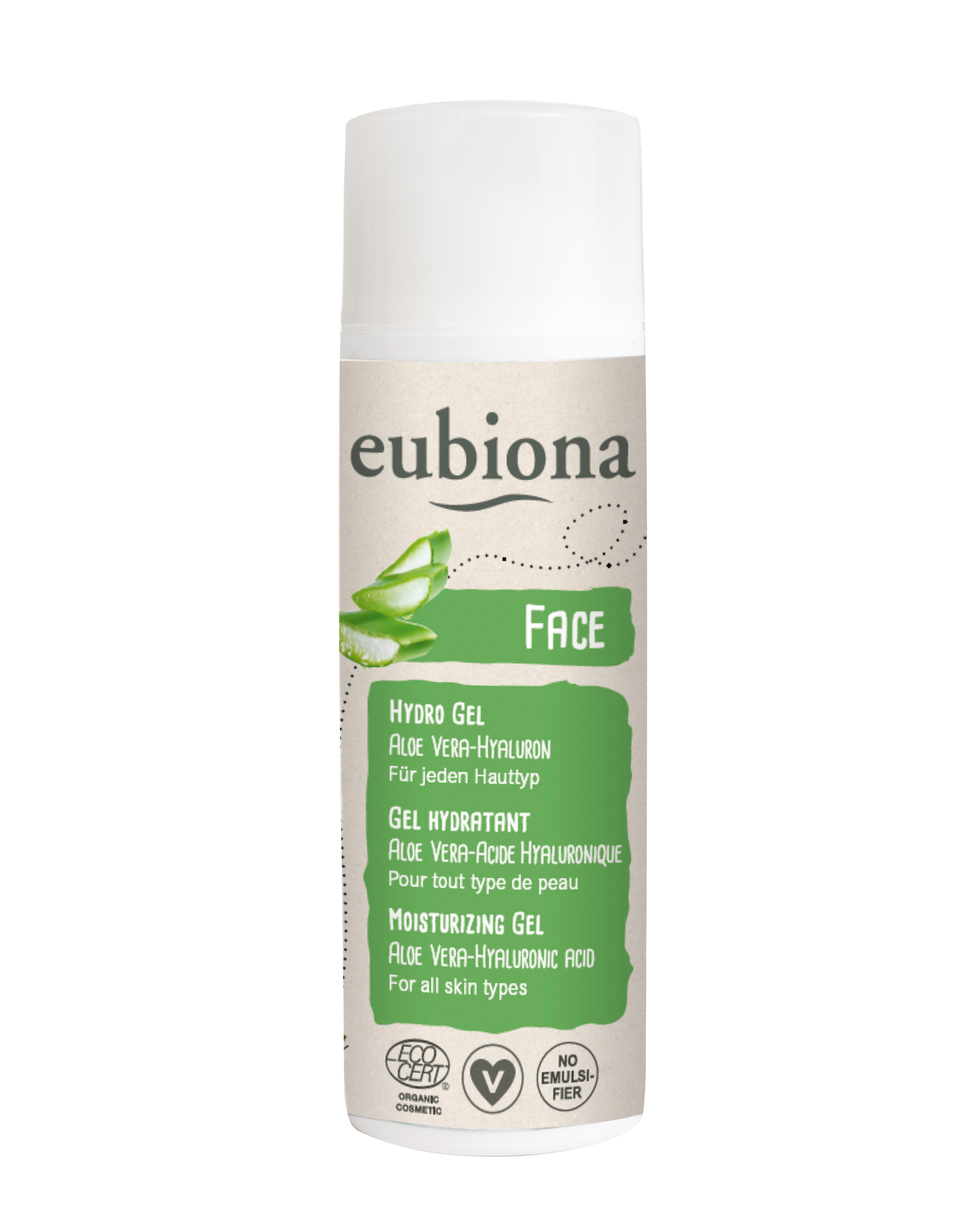 Eubiona Fuktgivande Ekologiskt Ansiktsgel Aloe Vera & Hyaluronsyra 50 ml
