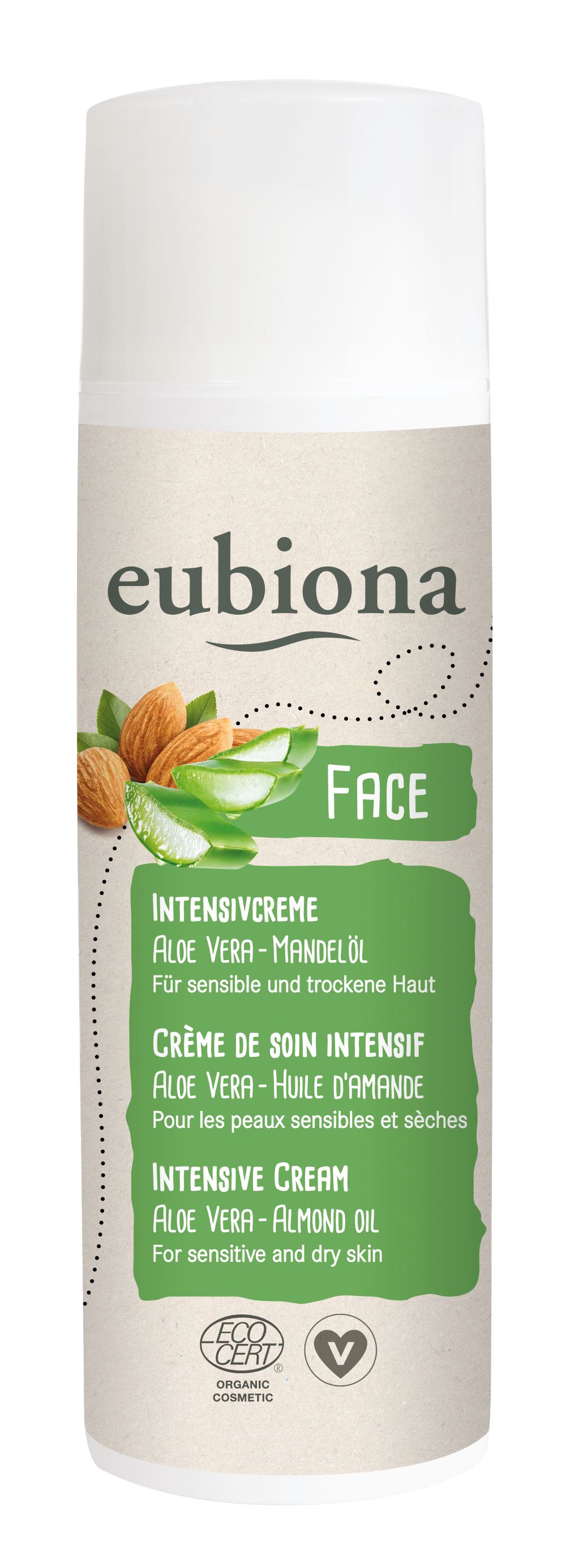 Eubiona Intensiv Ekologisk Ansiktskräm Aloe Vera & Mandelolja 50 ml