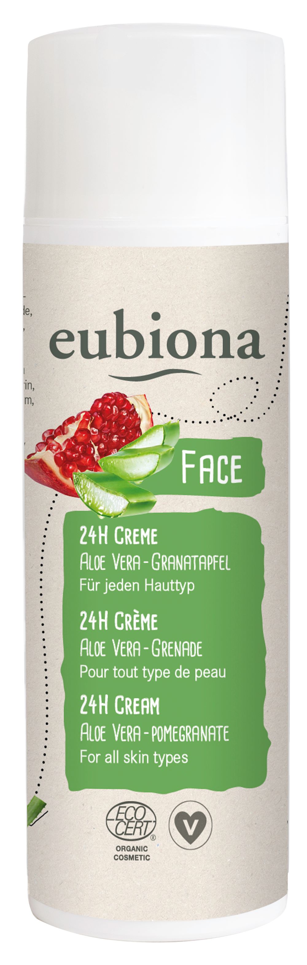 Eubiona Ekologisk 24H Ansiktskräm Aloe Vera & Granatäpple 50 ml
