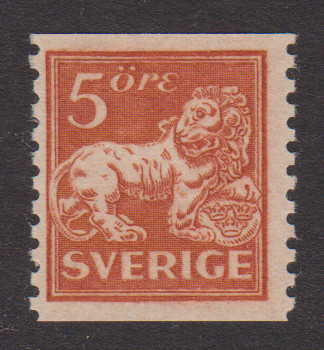 F 141b, 5 öre Stående lejon **