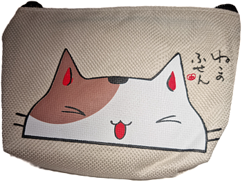 Liten neccessär/börs ljus beige brunvit katt