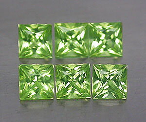 6 piezas de piedras preciosas de peridoto natural genuinas de corte princesa perfectas de 2,9 mm