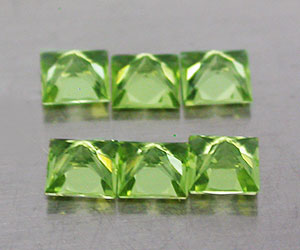 6 piezas de piedras preciosas de peridoto natural genuinas de corte princesa perfectas de 2,9 mm - 2