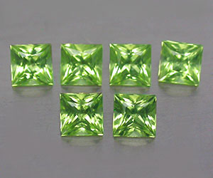 6 piezas de piedras preciosas de peridoto natural genuinas de corte princesa perfectas de 2,9 mm - 3
