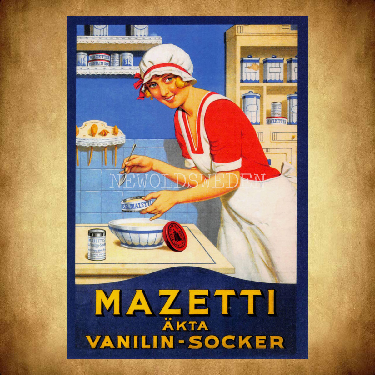 MAZETTI ÄKTA VANILIN-SOCKER - Vykort A5 - 2