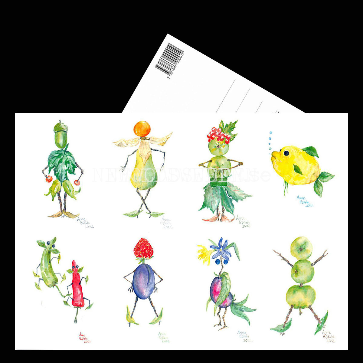 Anne Eskola - Frukt figurer - Vykort a5 - 3