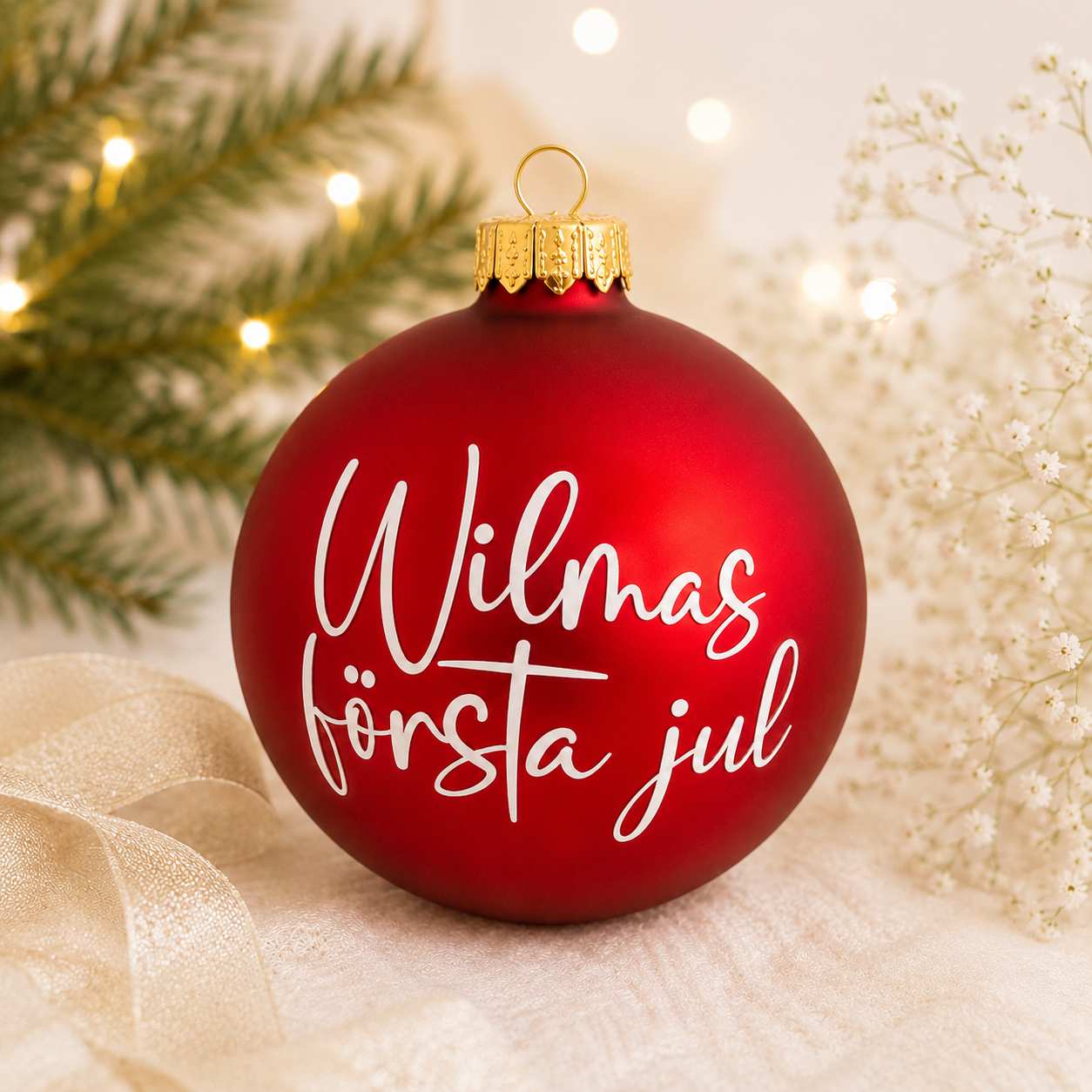 Julgranskula med namn "Min första Jul" 
