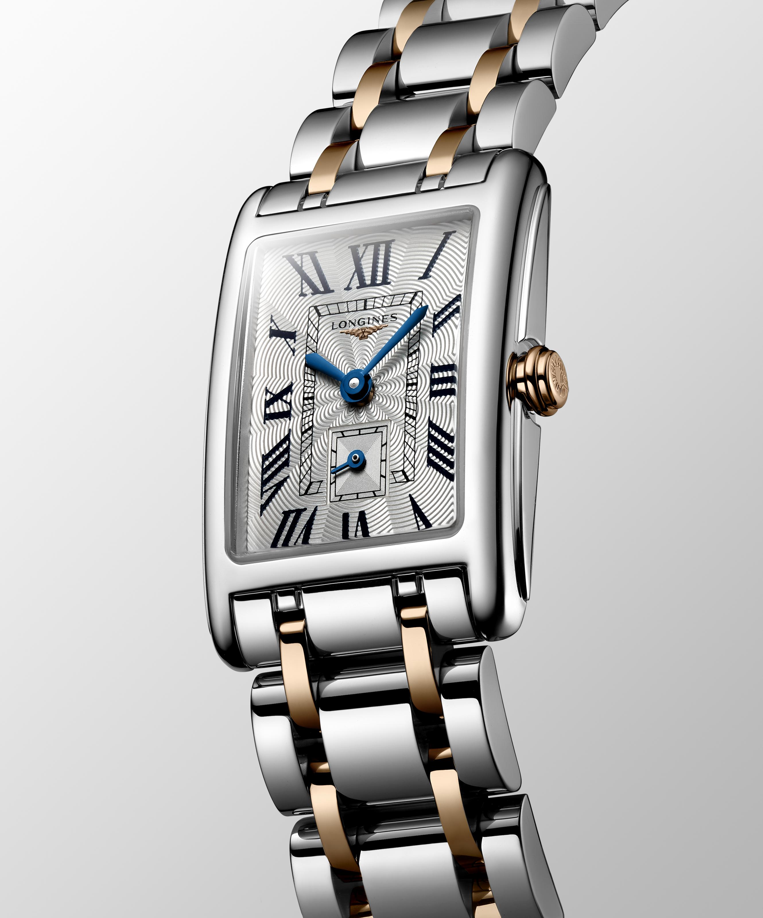 L5.255.5.71.7 Longines DolceVita romerska siffror stål och 18 k rosé guld 20,80 X 32,00 