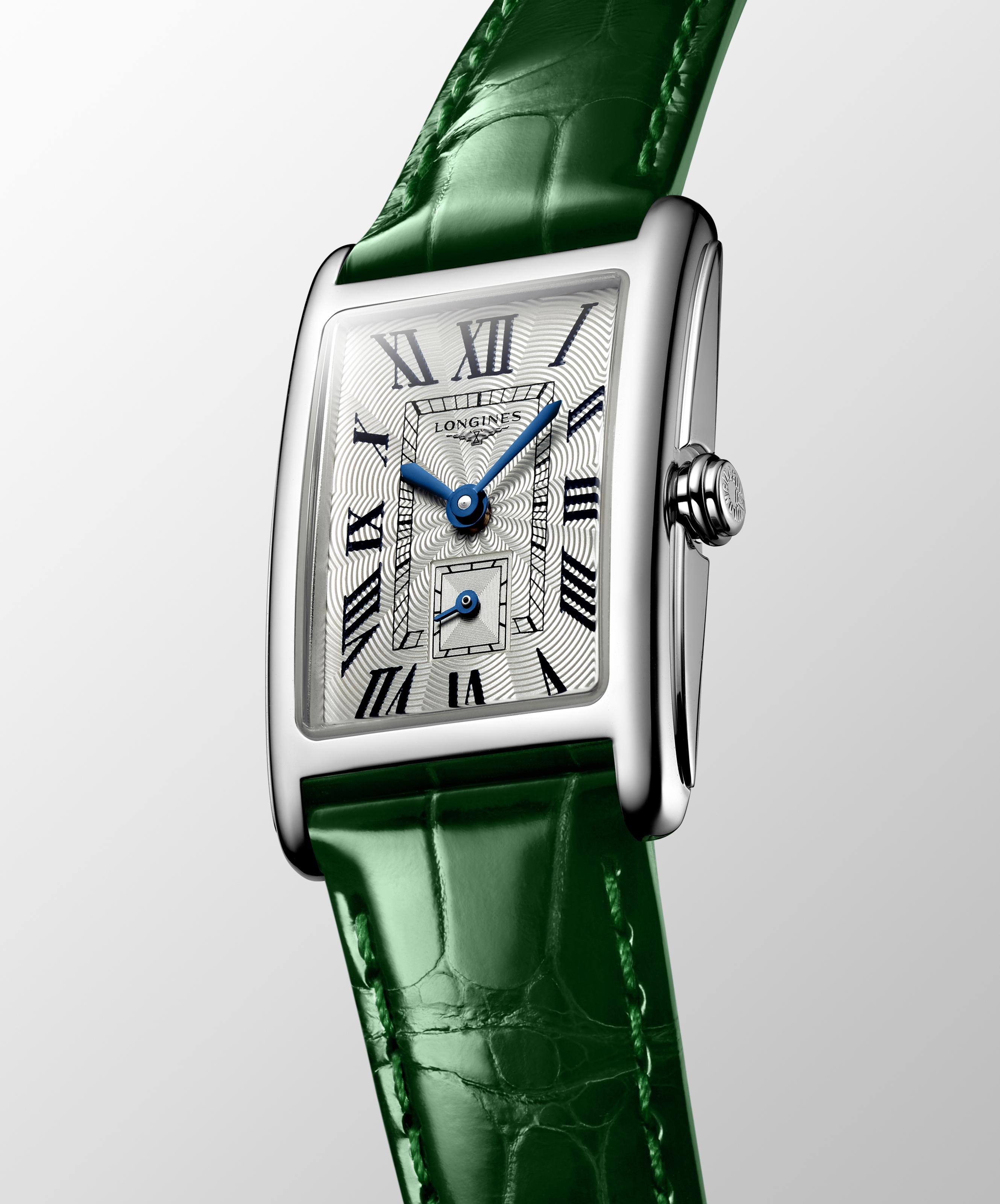 L5.255.4.71.A Longines DolceVita romerska siffror stål och grönt alligatorband 20,80 X 32,00 