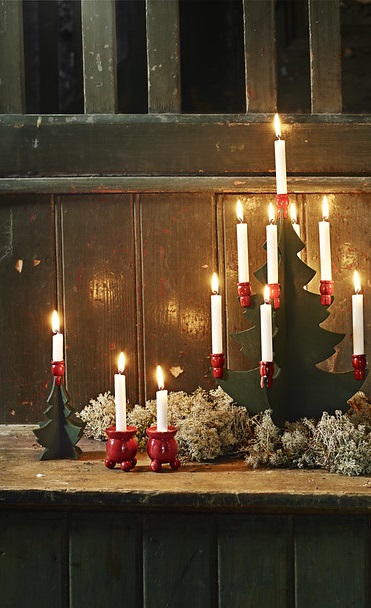 Ljusstake - Gran - Julgran - 1 ljus - Trä 12,5 cm