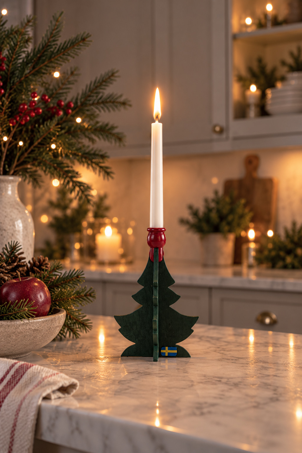 Candle holder - Spruce - Christmas tree - 1 candle - Wood 12.5 cm - 3