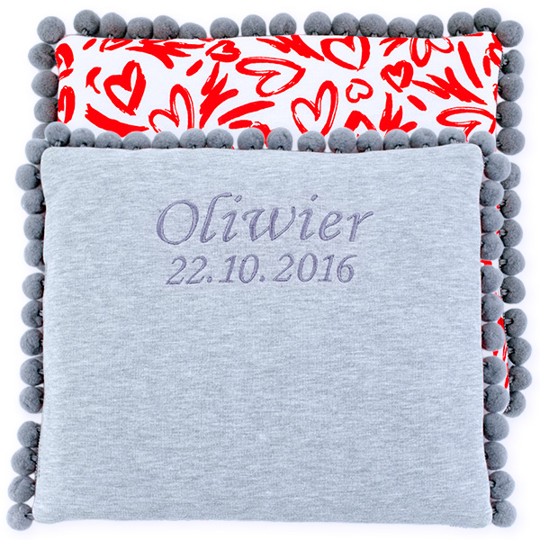 Baumwollkissen mit Widmung (Hearts)
