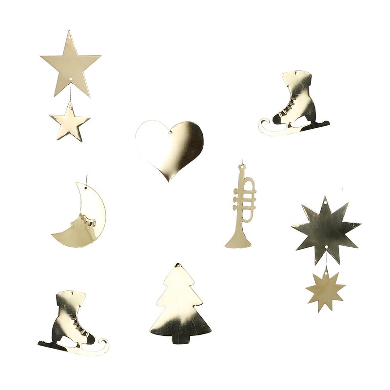 Hanging Ornaments 8-pack - Brass - 7 cm - 2