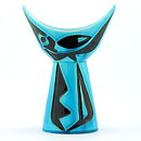 Carl-Harry Stålhane (Havanna 1954) Modern Turquoise Vase with Black Decor 20 cm