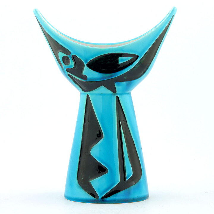 Carl-Harry Stålhane (Havanna 1954) Modern Turquoise Vase with Black Decor 20 cm