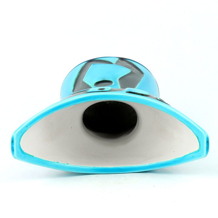 Carl-Harry Stålhane (Havanna 1954) Modern Turquoise Vase with Black Decor 20 cm