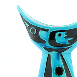 Carl-Harry Stålhane (Havanna 1954) Modern Turquoise Vase with Black Decor 20 cm