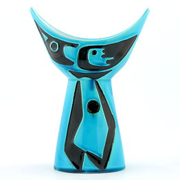 Carl-Harry Stålhane (Havanna 1954) Modern Turquoise Vase with Black Decor 20 cm