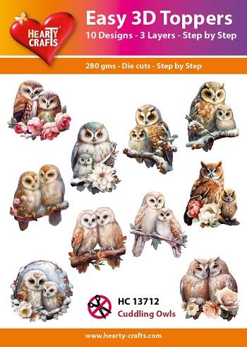 Easy 3D toppers - Cuddling Owls 