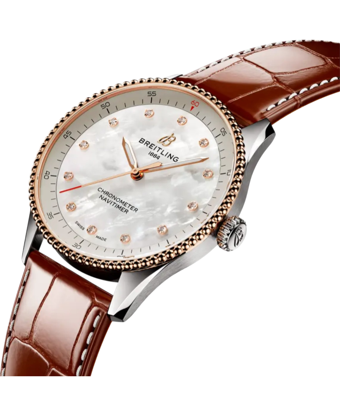 Breitling U77320E61A1P1 Navitimer 32 pärlemor stål och 18 k rött guld profil