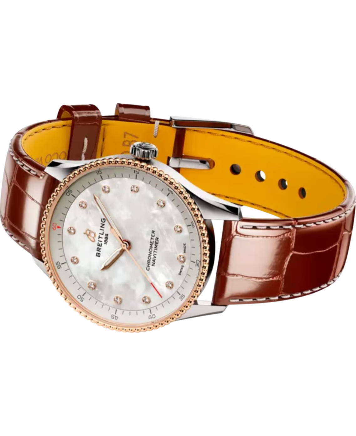 Breitling U77320E61A1P1 Navitimer 32 pärlemor stål och 18 k rött guld sida