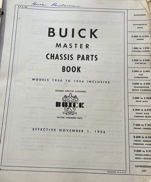 1956 - 1930 Buick Master Chassis Parts Book - 2