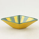 Hjördis Oldfors (Bengali 1954) Rhomboid Bowl with Green/Yellow Decor 17 cm