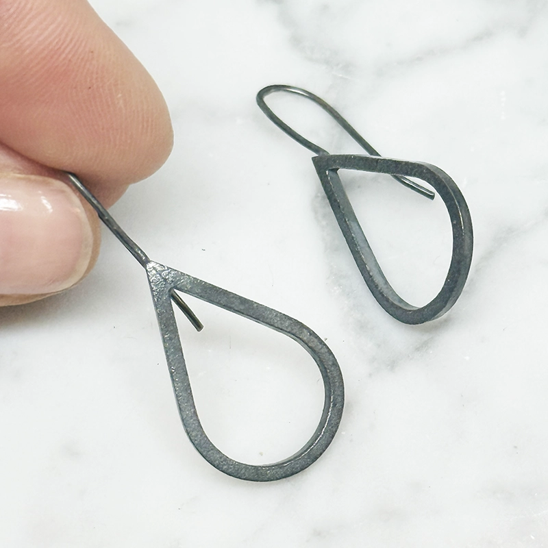 Silver earrings H2O oxidized - 3