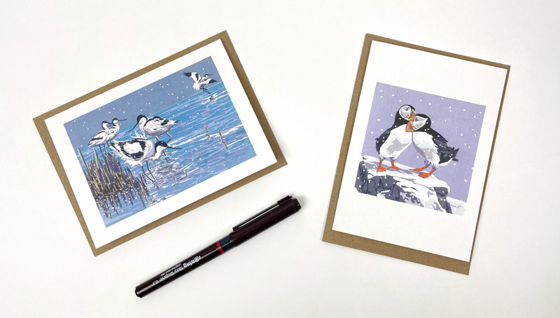 Snowy Puffins and Winter Avocets, Notecard Wallet - 2