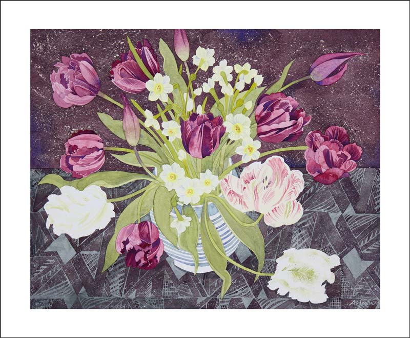 Sandler Mug with Tulips and Narcissi, Greeting Card