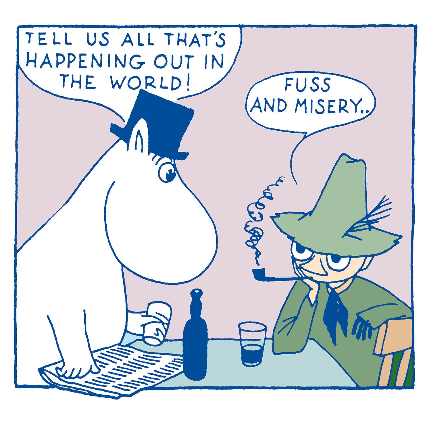 Mumin dubbelvikt kort - Fuss & Misery, fyrkantigt