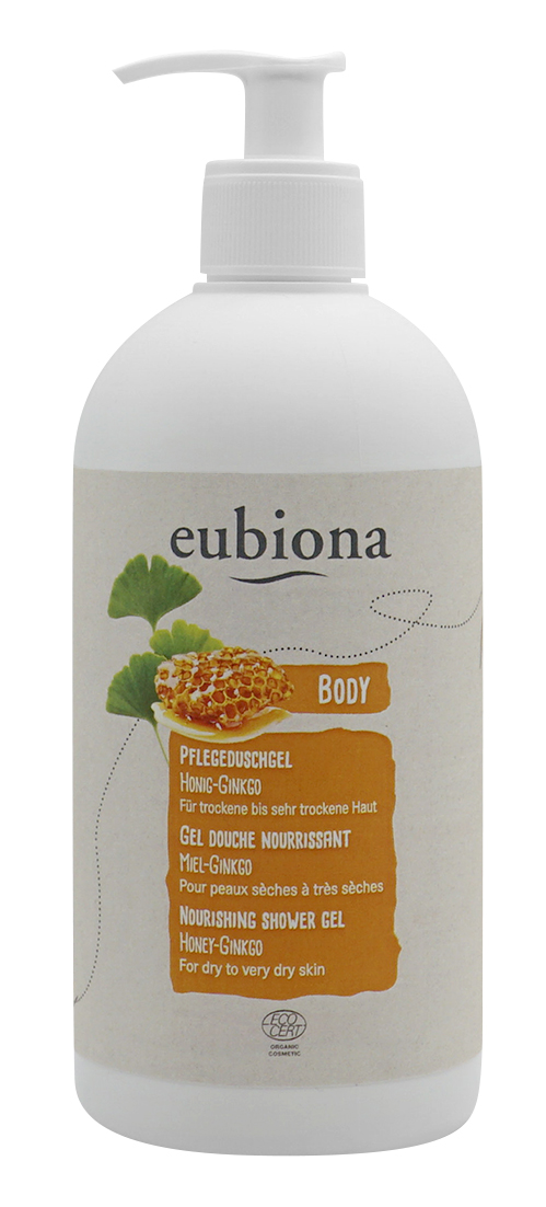 Eubiona Närande Ekologisk Dusch Gel Honung & Ginkgo 500 ml - För torr och mycket torr hud
