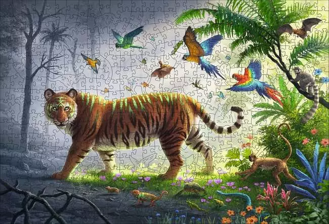 Jungle Tiger 500 Bitar Wooden Ravensburger