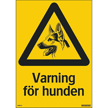 Skylt varning för hunden 210x297mm